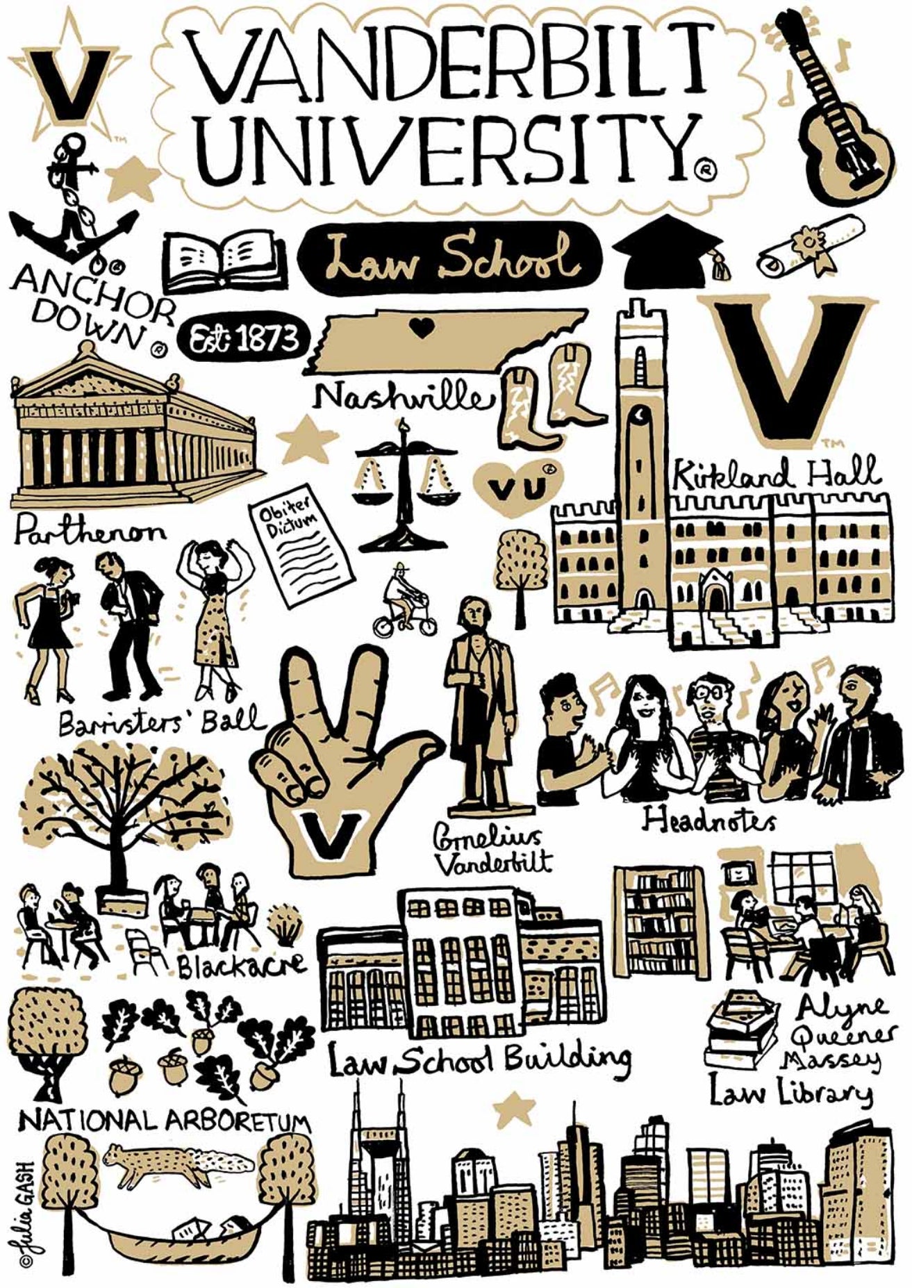 Vanderbilt Law School Art Print by Julia Gash