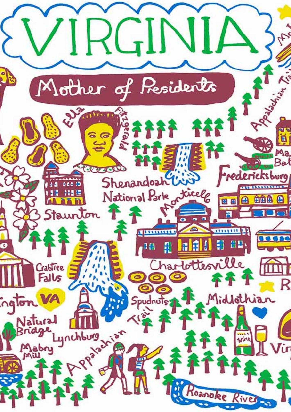 Virginia Postcard by British Travel Artist Julia Gash
