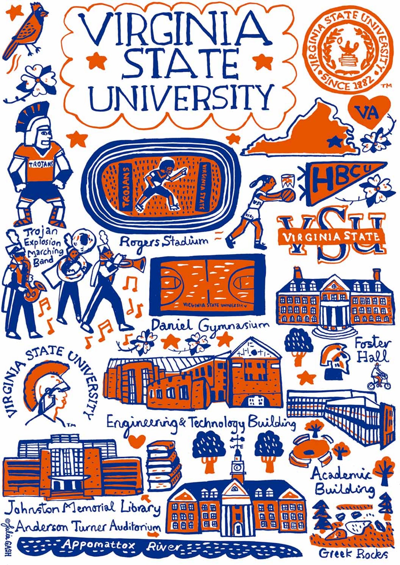 Virginia State University Art Print by Julia Gash
