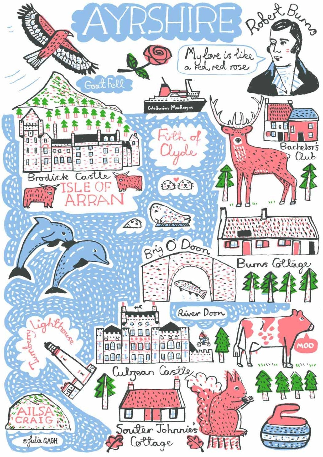 Ayrshire Greeting Card by Julia Gash