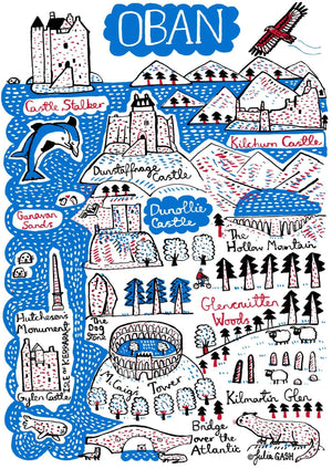 Contemporary Oban Scotland Art Print by British map illustrator Julia Gash