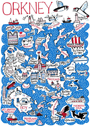 Whimsical Orkney Scotland Art Print by British travel artist Julia Gash