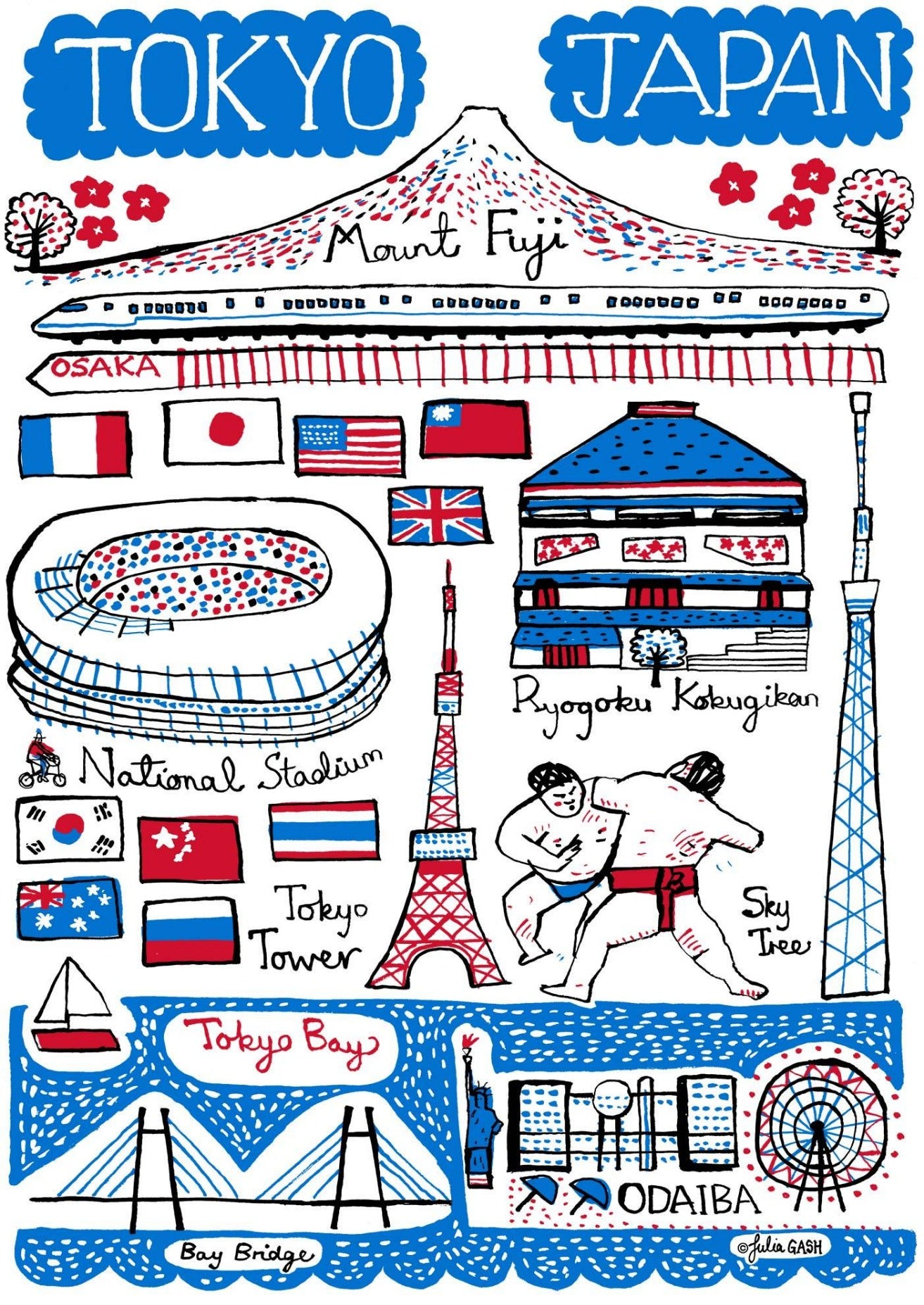 Tokyo Olympic Games illustration by Julia Gash featuring Mount Fuji Japan