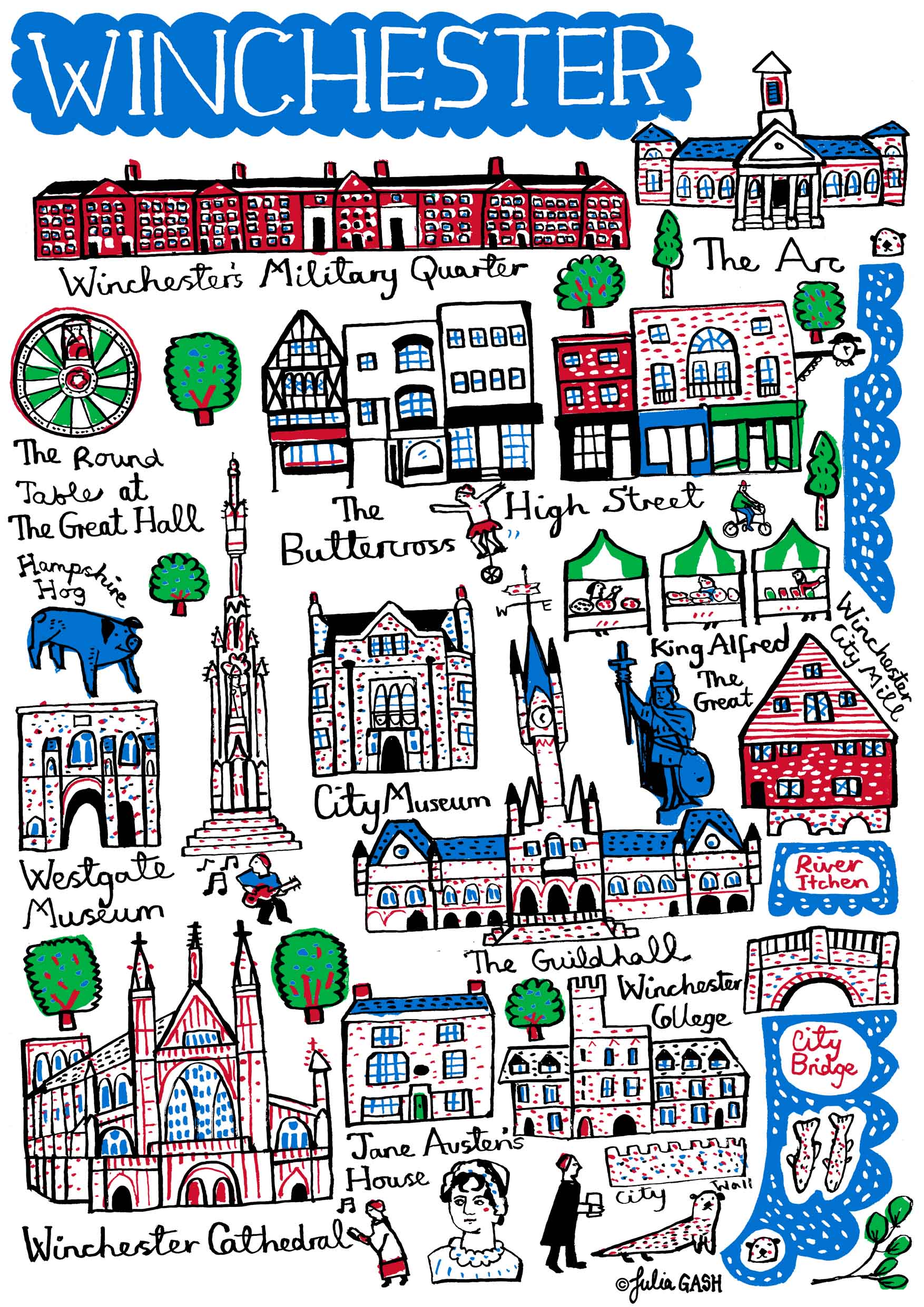England Contemporary Travel Illustration by British Artist Julia Gash 
