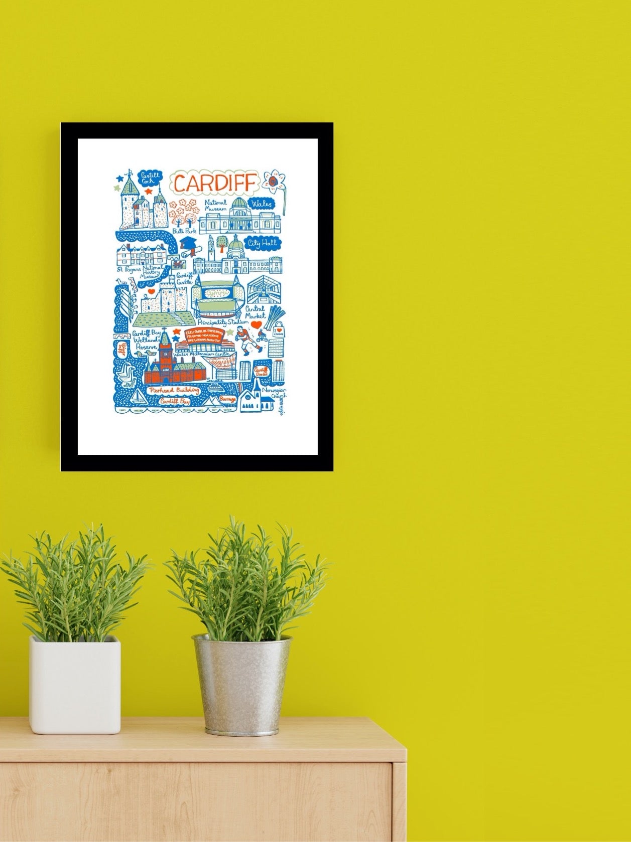 Cardiff Art Print by British Travel Artist Julia Gash