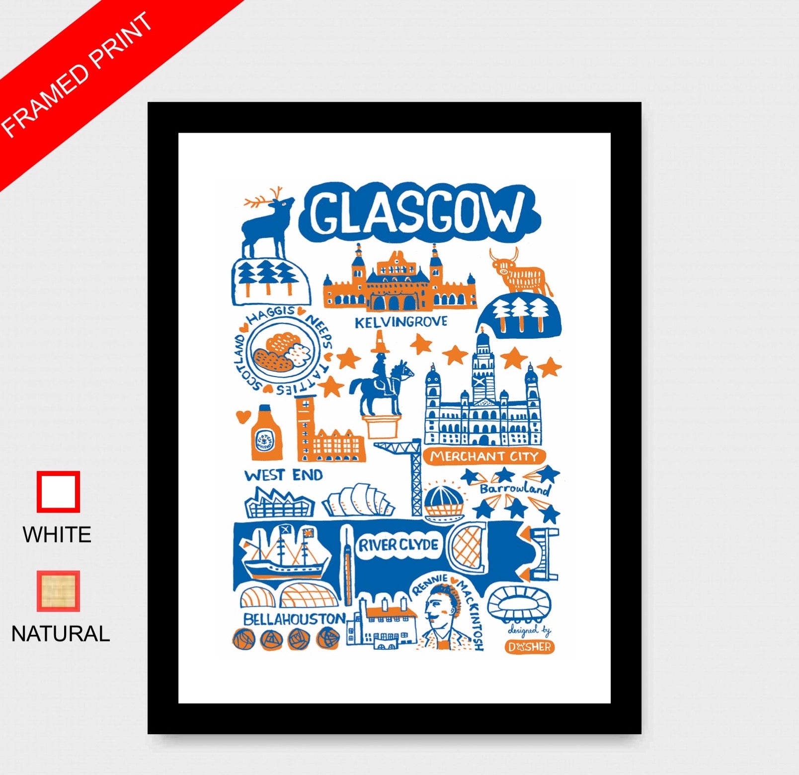 Glasgow by Dasher Art Print - Julia Gash