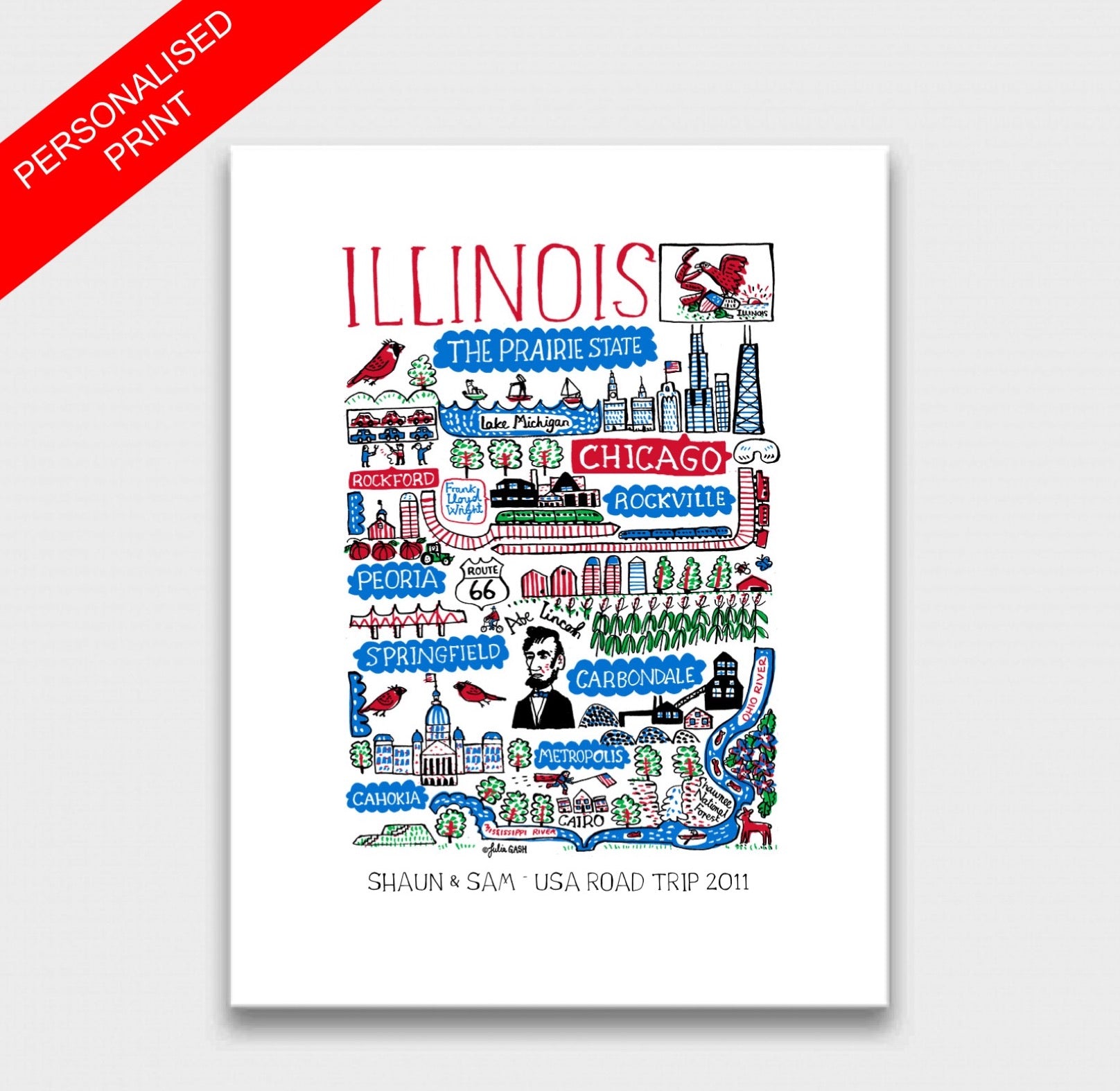 Illinois Chicago Springfield Metropolis Art Print - Julia Gash