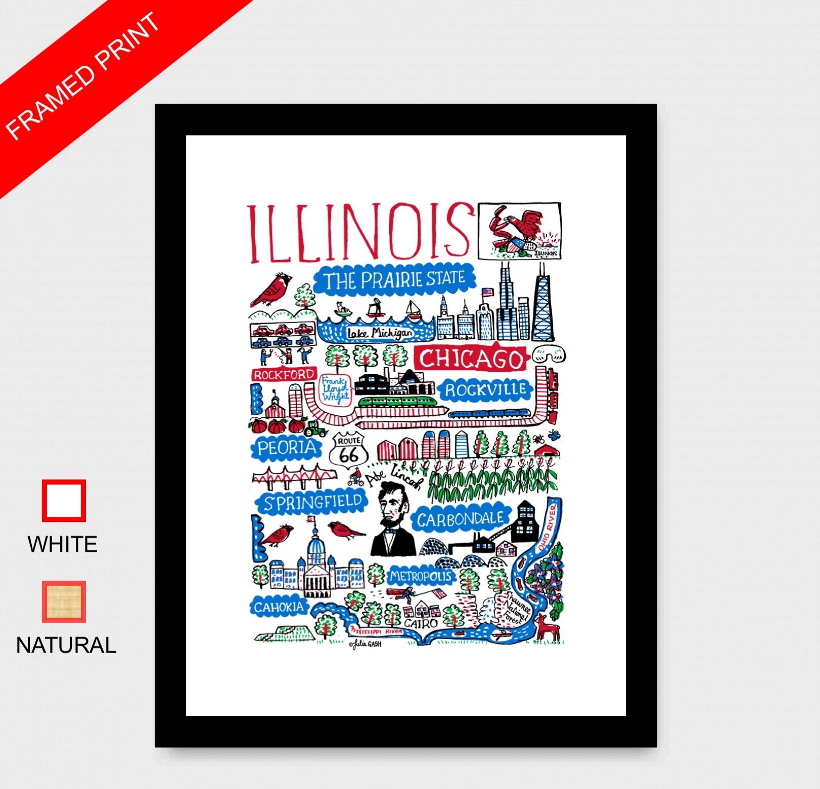 Illinois Chicago Springfield Metropolis Art Print - Julia Gash