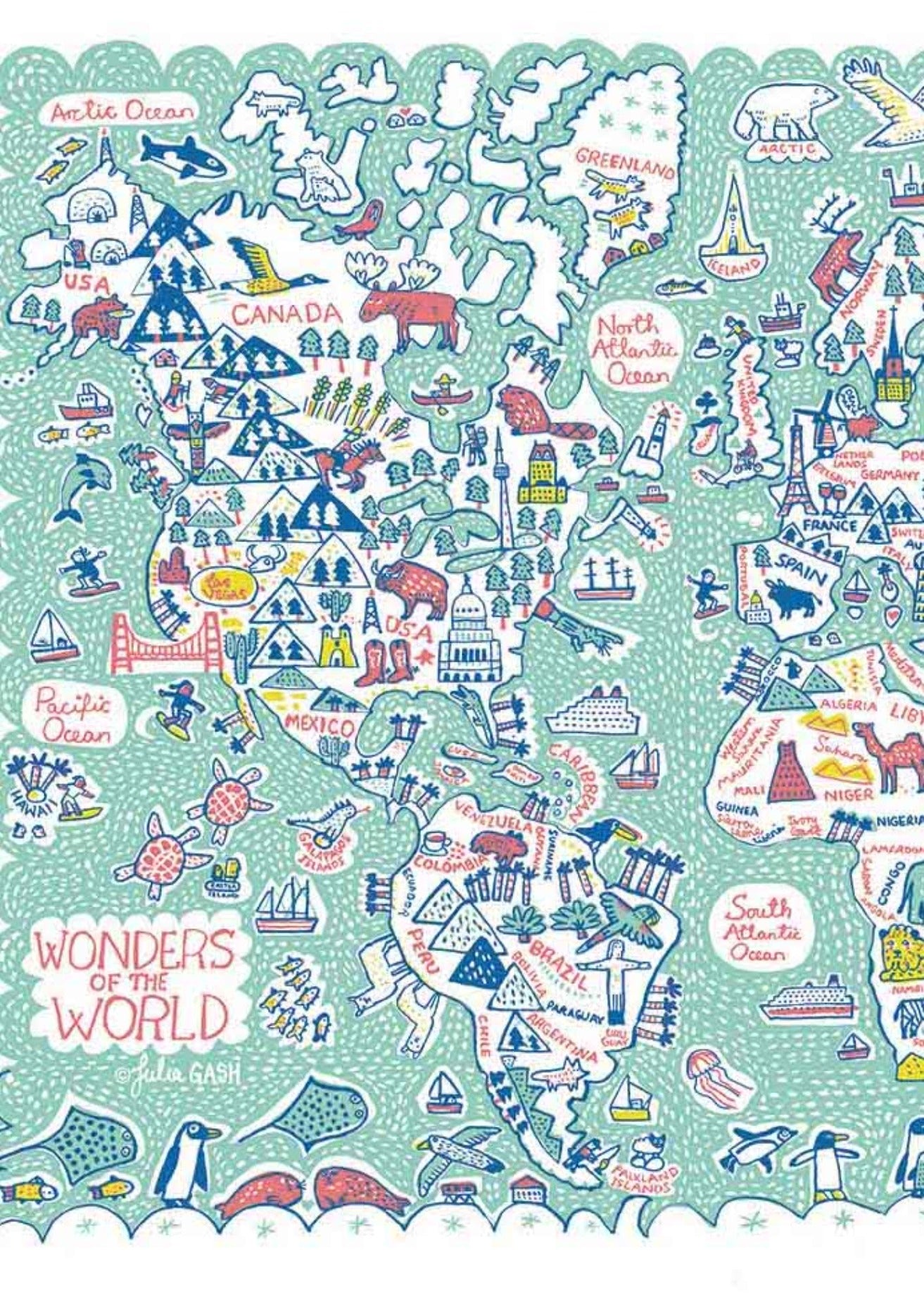 World Map Postcard - Julia Gash