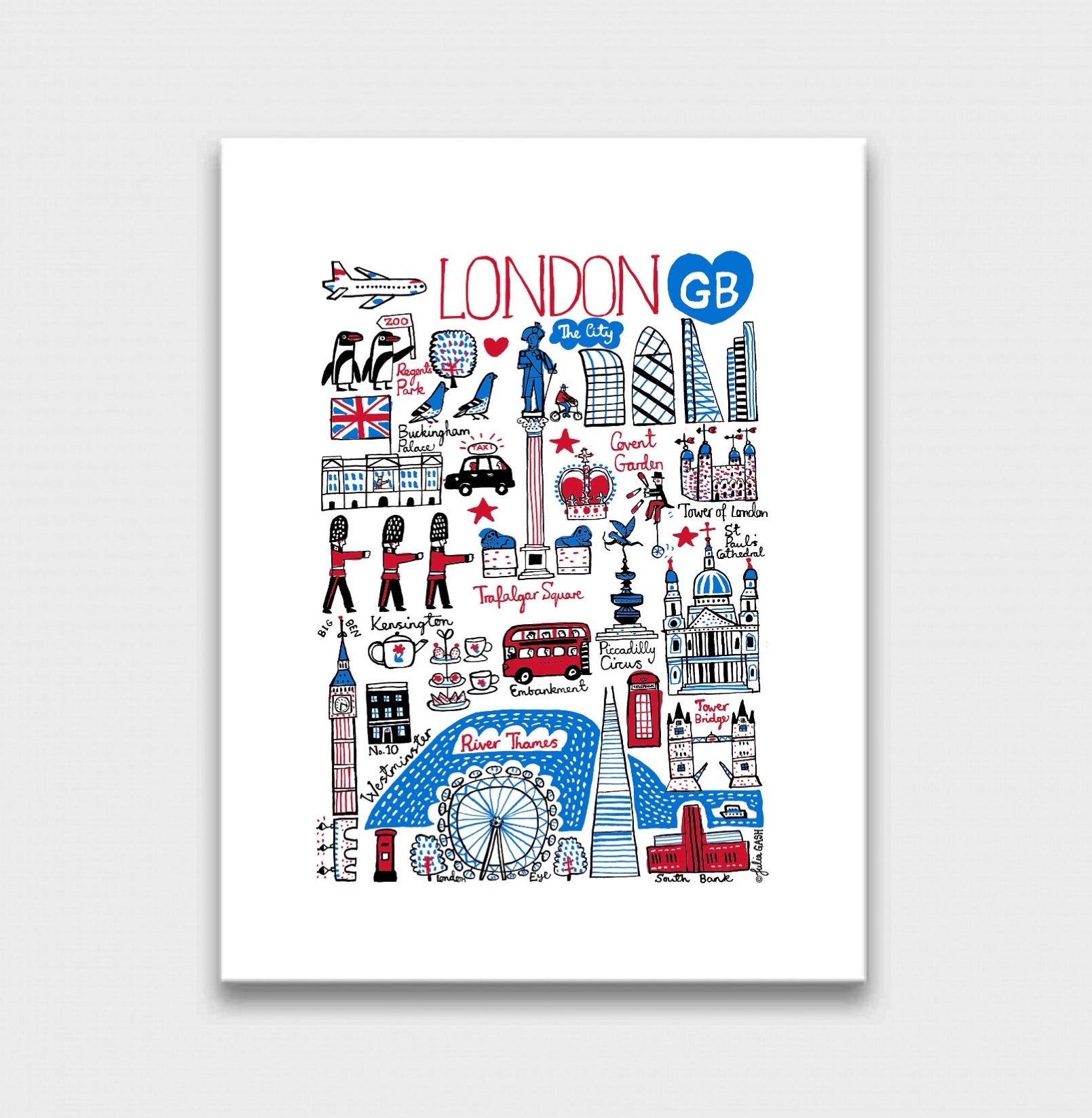 London Westminster Abbey Buckingham Palace Trafalgar Square Pauls Cathedral Shard The London Eye Tower of London Thames Art Print - Julia Gash