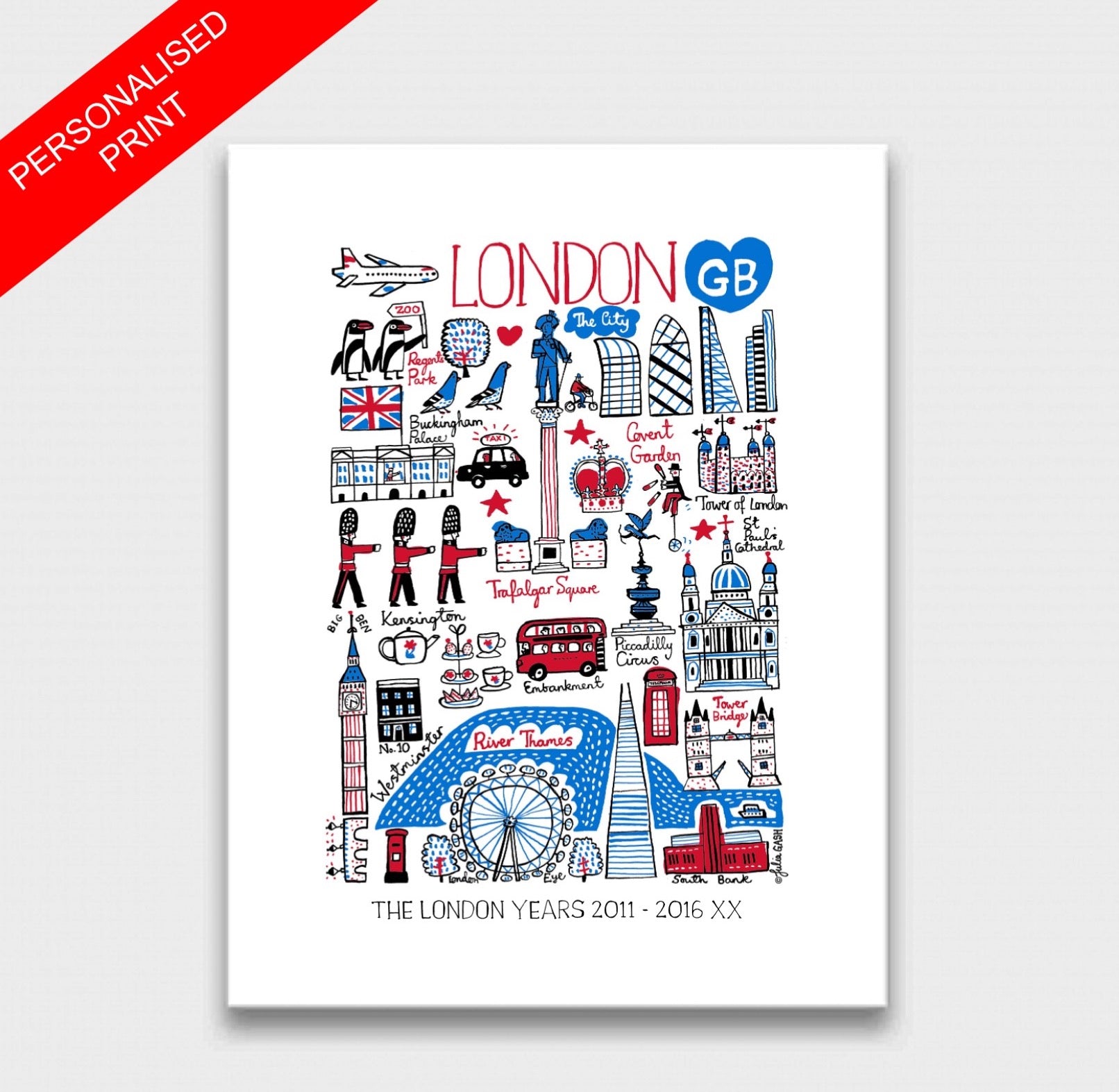 London Westminster Abbey Buckingham Palace Trafalgar Square Pauls Cathedral Shard The London Eye Tower of London Thames Art Print - Julia Gash