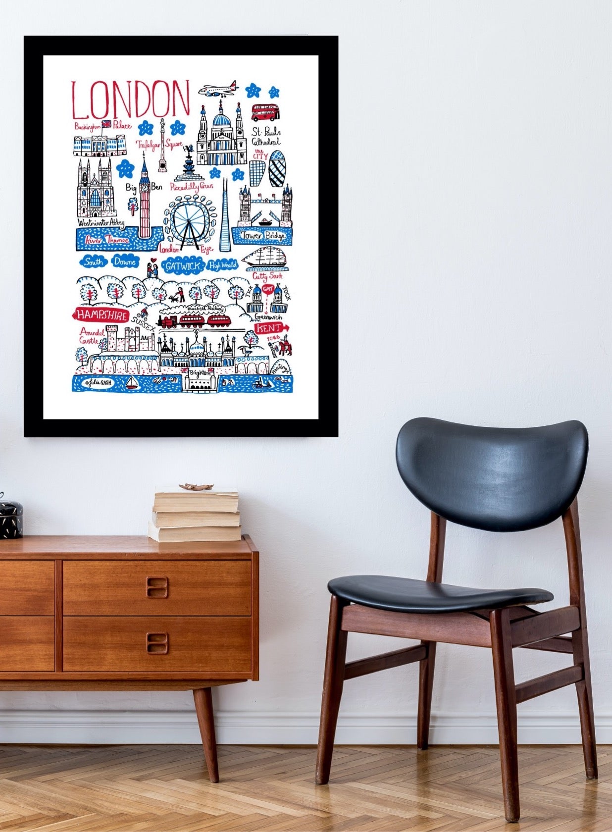 London and The South Westminster Abbey Buckingham Palace Trafalgar Square Pauls Cathedral Shard The London Eye Art Print - Julia Gash