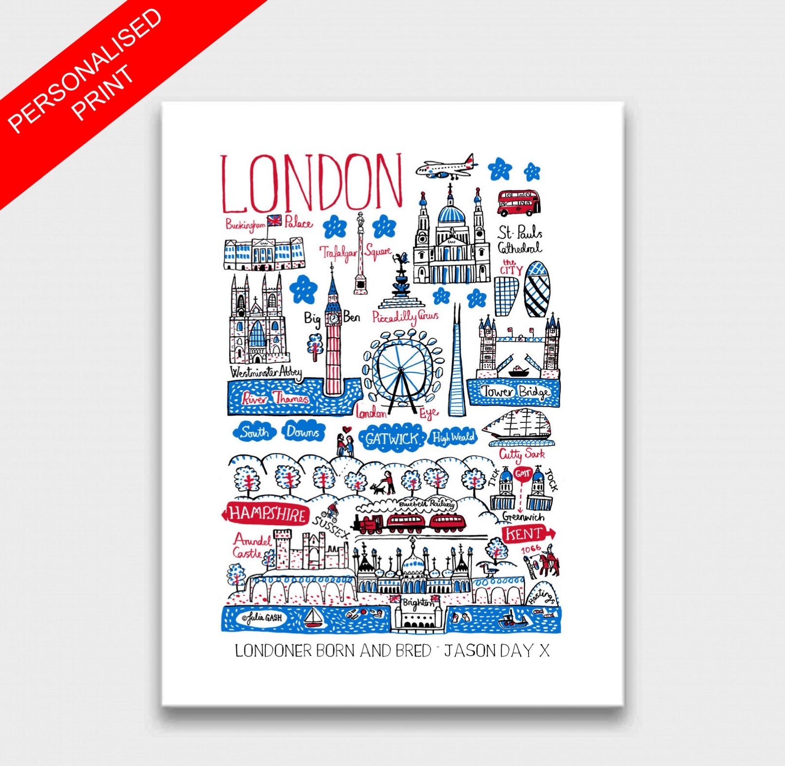 London and The South Westminster Abbey Buckingham Palace Trafalgar Square Pauls Cathedral Shard The London Eye Art Print - Julia Gash