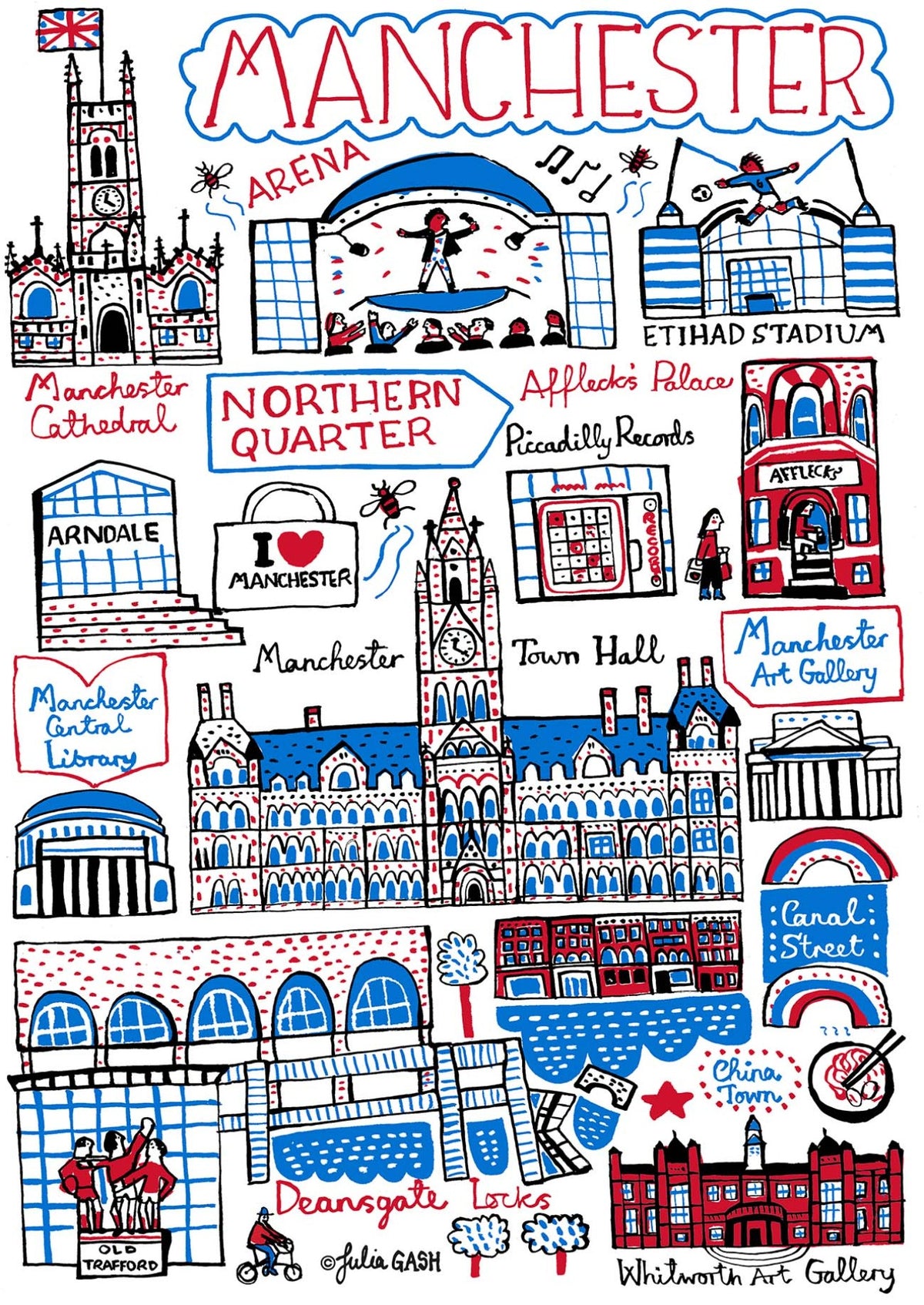 Manchester Art Print by British Travel Artist Julia Gash