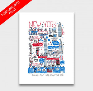 New York Central Park Hells Kitchen Manhattan Statue of Liberty Times Square Empire State Building Art Print - Julia Gash