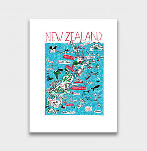 New Zealand Auckland Christchurch Wellington Pacific Dunedin Kiwi Birds Art Print - Julia Gash