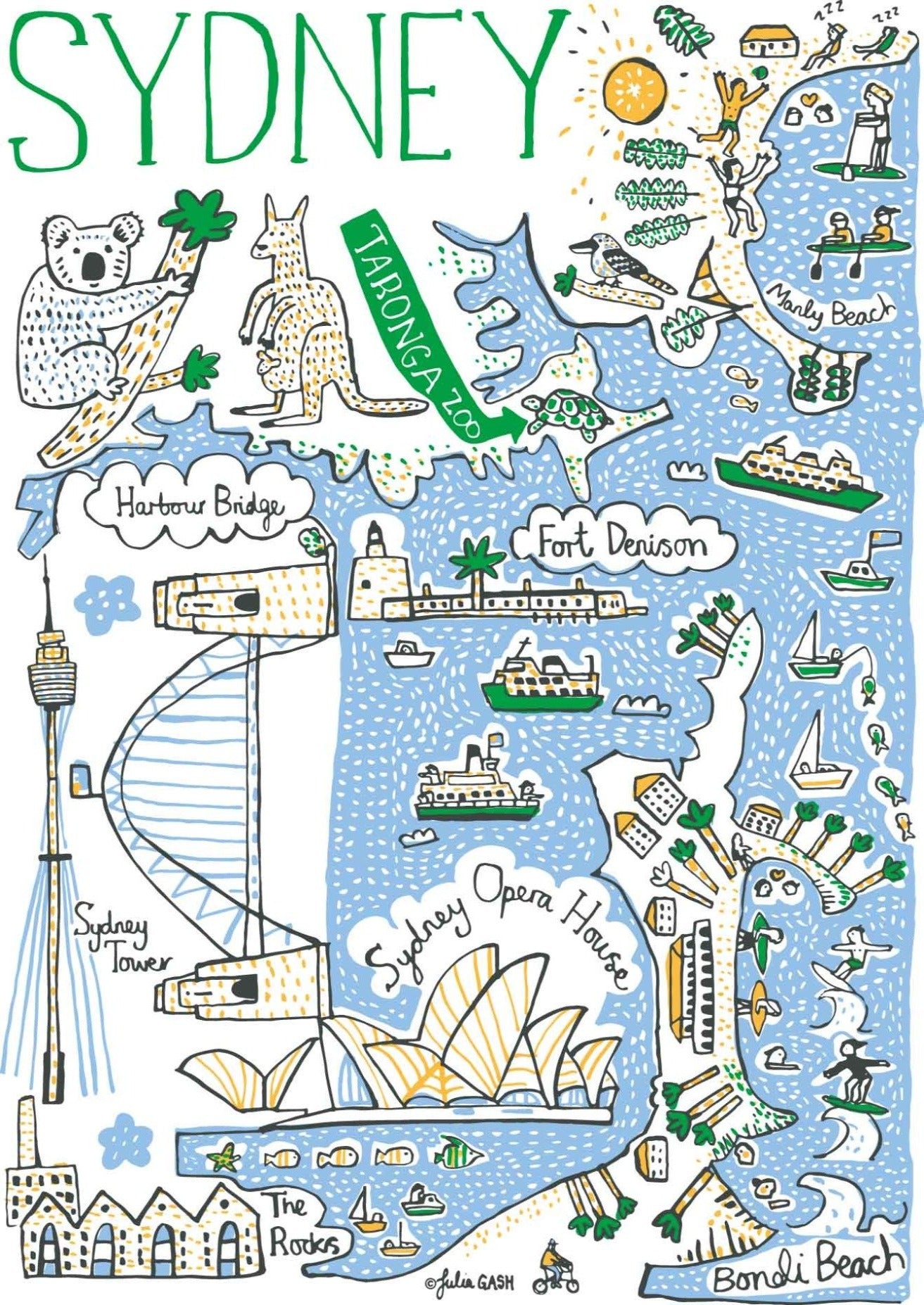 Sydney Art Print by British Travel Artist Julia Gash