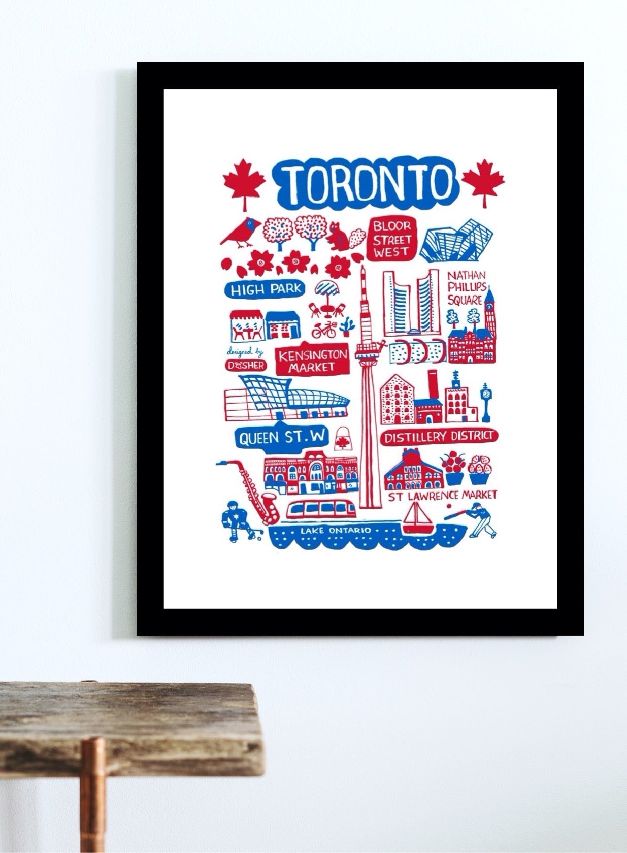 Toronto Canada Contemporary Cityscape illustration by Dasher including Lake Ontario