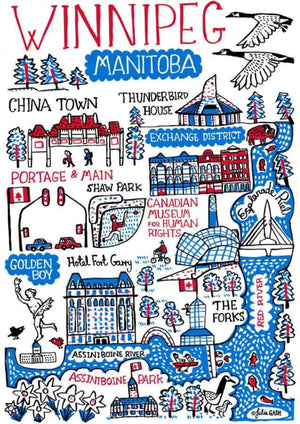 Winnipeg, Manitoba map illustration by Julia Gash featuring The Forks