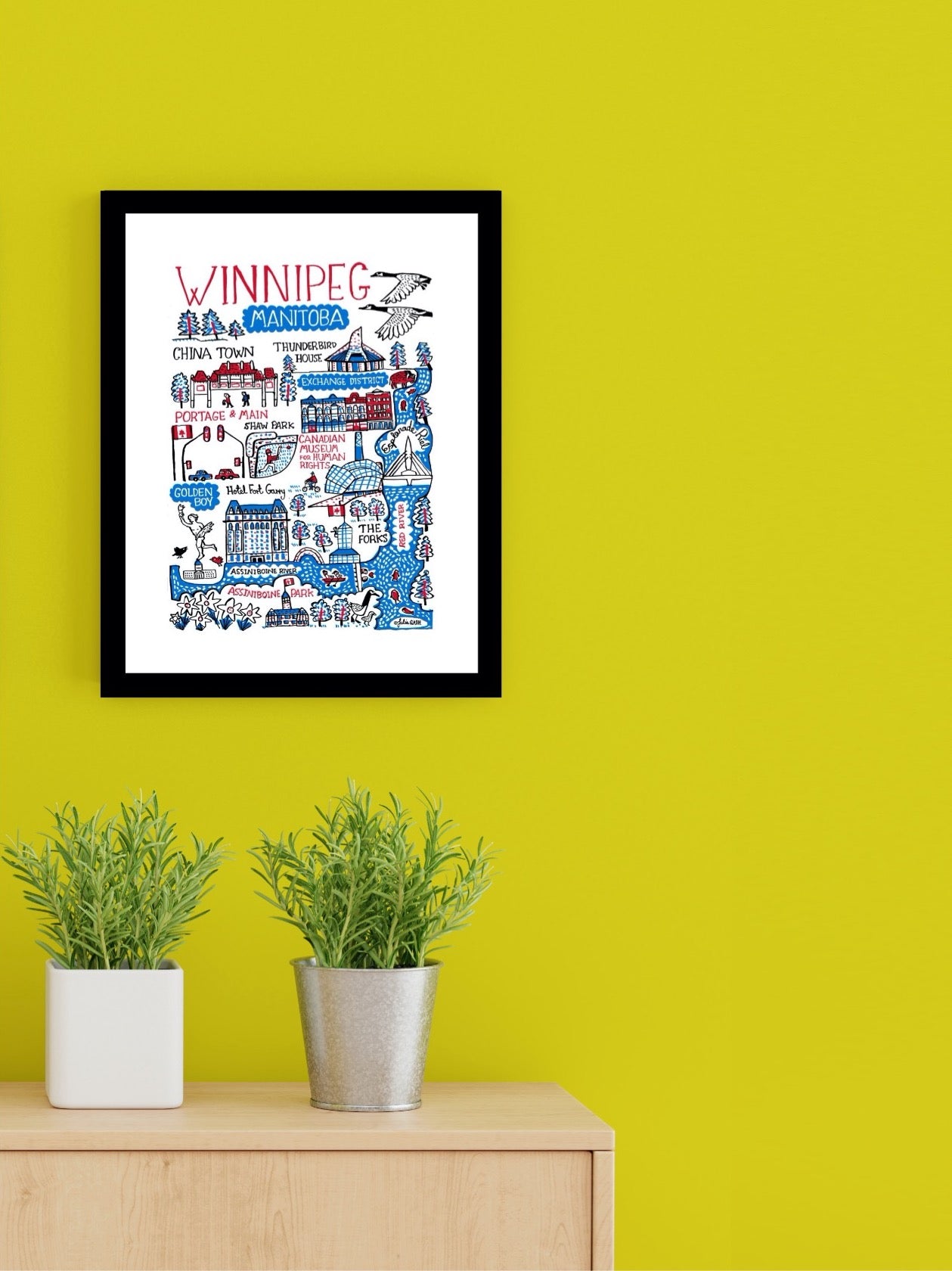 Winnipeg, Manitoba map illustration by Julia Gash featuring The Forks