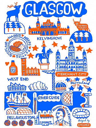 Glasgow by Dasher Art Print - Julia Gash