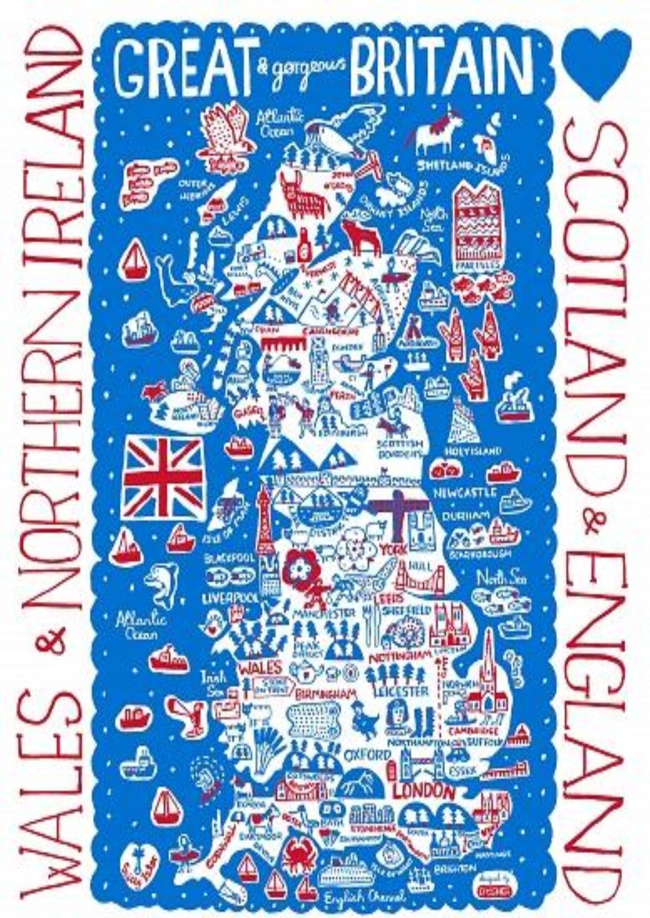 Great Britain by Dasher Postcard by British Travel Artist Julia Gash