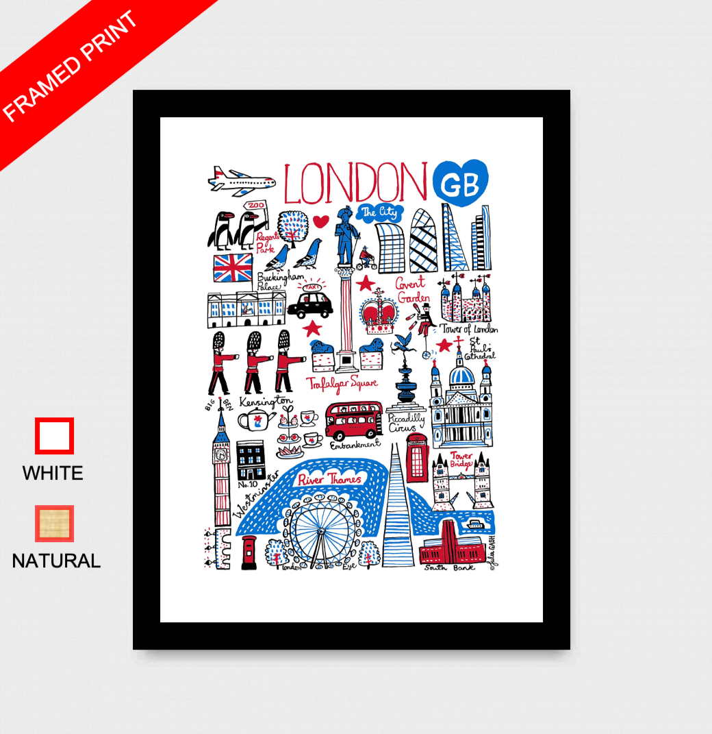 London Westminster Abbey Buckingham Palace Trafalgar Square Pauls Cathedral Shard The London Eye Tower of London Thames Art Print - Julia Gash