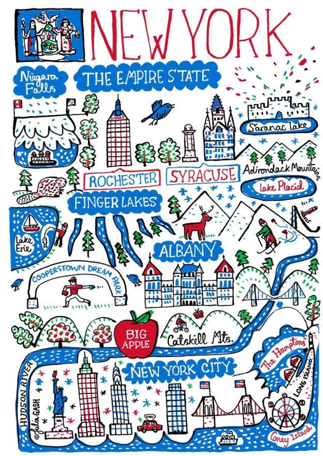 New York State Empire State Big Apple Albany Niagara Falls Art Print - Julia Gash